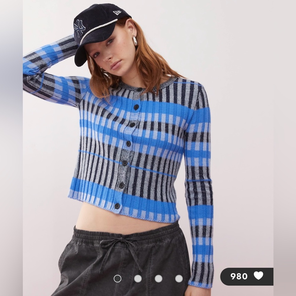 ASOS- COLLUSION striped knit plates semi cropped cardigan